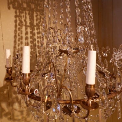 CHANDELIER IN CRYSTAL AND GILDED BRONZE 8 ARMS OF LIGHT XIXE