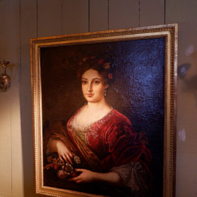 Large portrait of a woman with flowers - France 17th century