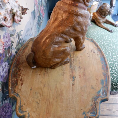 Elegant oval pedestal table -swedish baroque in blue painted wood