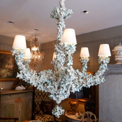 Large chandelier "Feuilles blanches" by Edouard Chevalier
