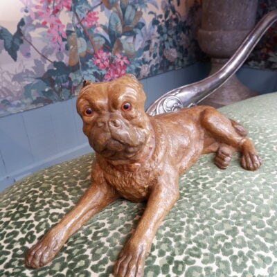 Pair of bulldogs in painted terracotta 19th century