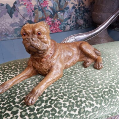 Pair of bulldogs in painted terracotta 19th century