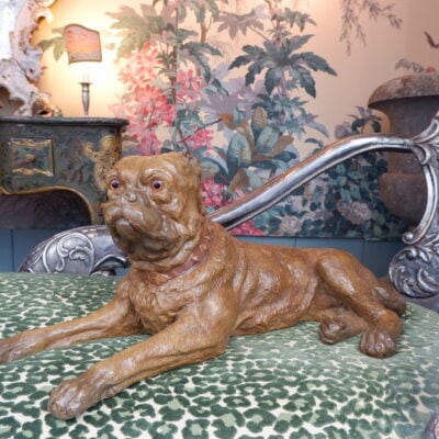 Pair of bulldogs in painted terracotta 19th century