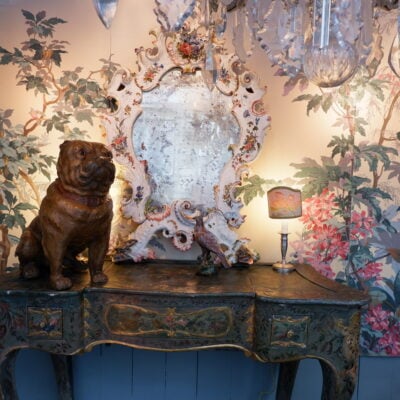 Pair of bulldogs in painted terracotta 19th century