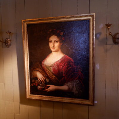 Large portrait of a woman with flowers - France 17th century