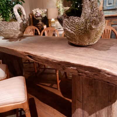Large primitive table or console in grey elm late 19th century