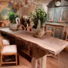 Grande table primitive ou console en orme grisé fin XIXe