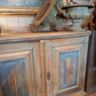 Pale blue & green Swedish Baroque sideboard, late 19th century