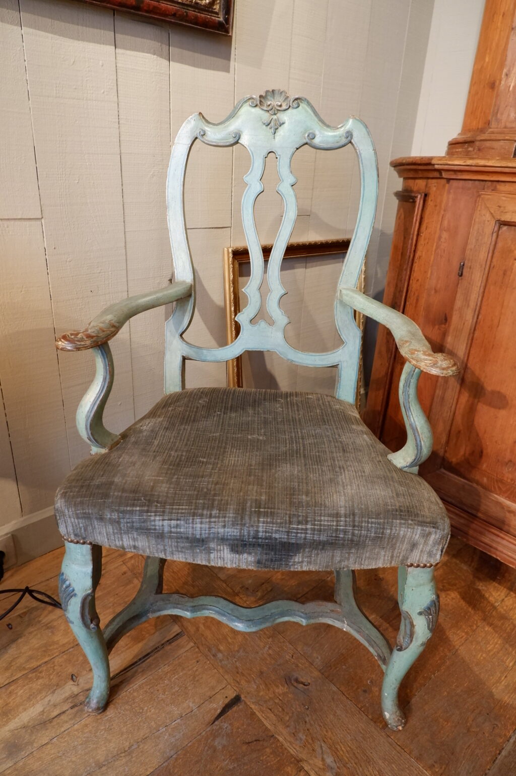 17th century blue lacquer Venetian armchair - Image 2