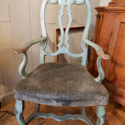 17th century blue lacquer Venetian armchair