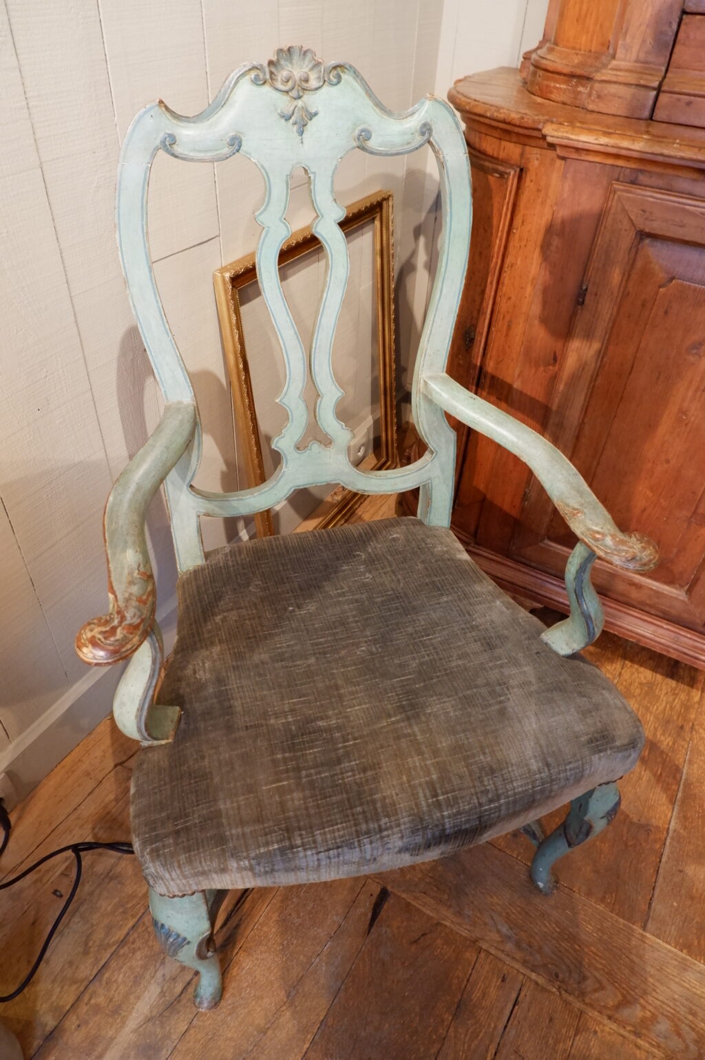 17th century blue lacquer Venetian armchair - Image 4