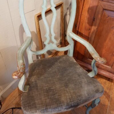 17th century blue lacquer Venetian armchair