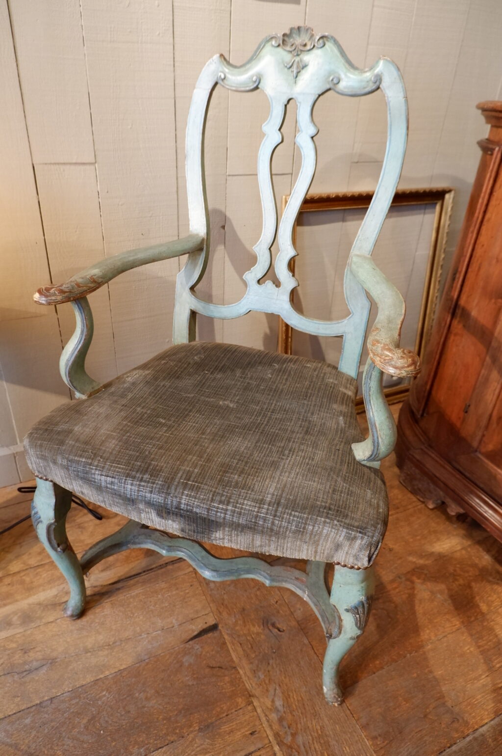 17th century blue lacquer Venetian armchair - Image 3