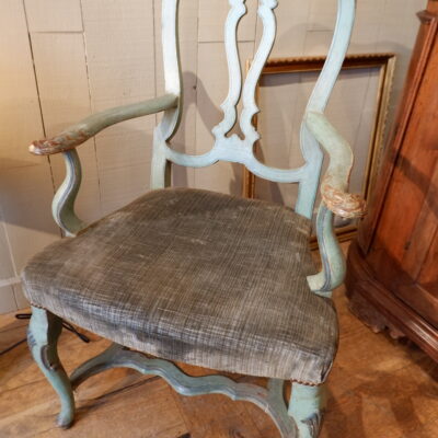 17th century blue lacquer Venetian armchair