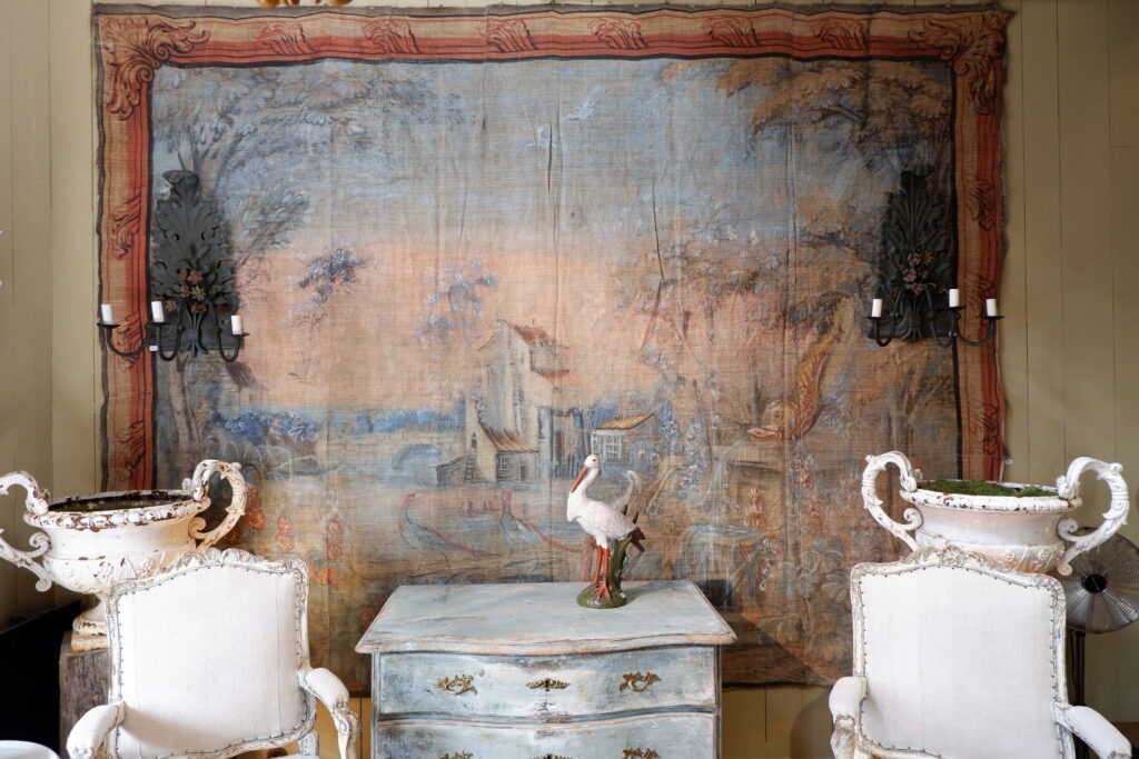 Grande toile peinte d'époque XVIIIe - tons pastels – Image 3
