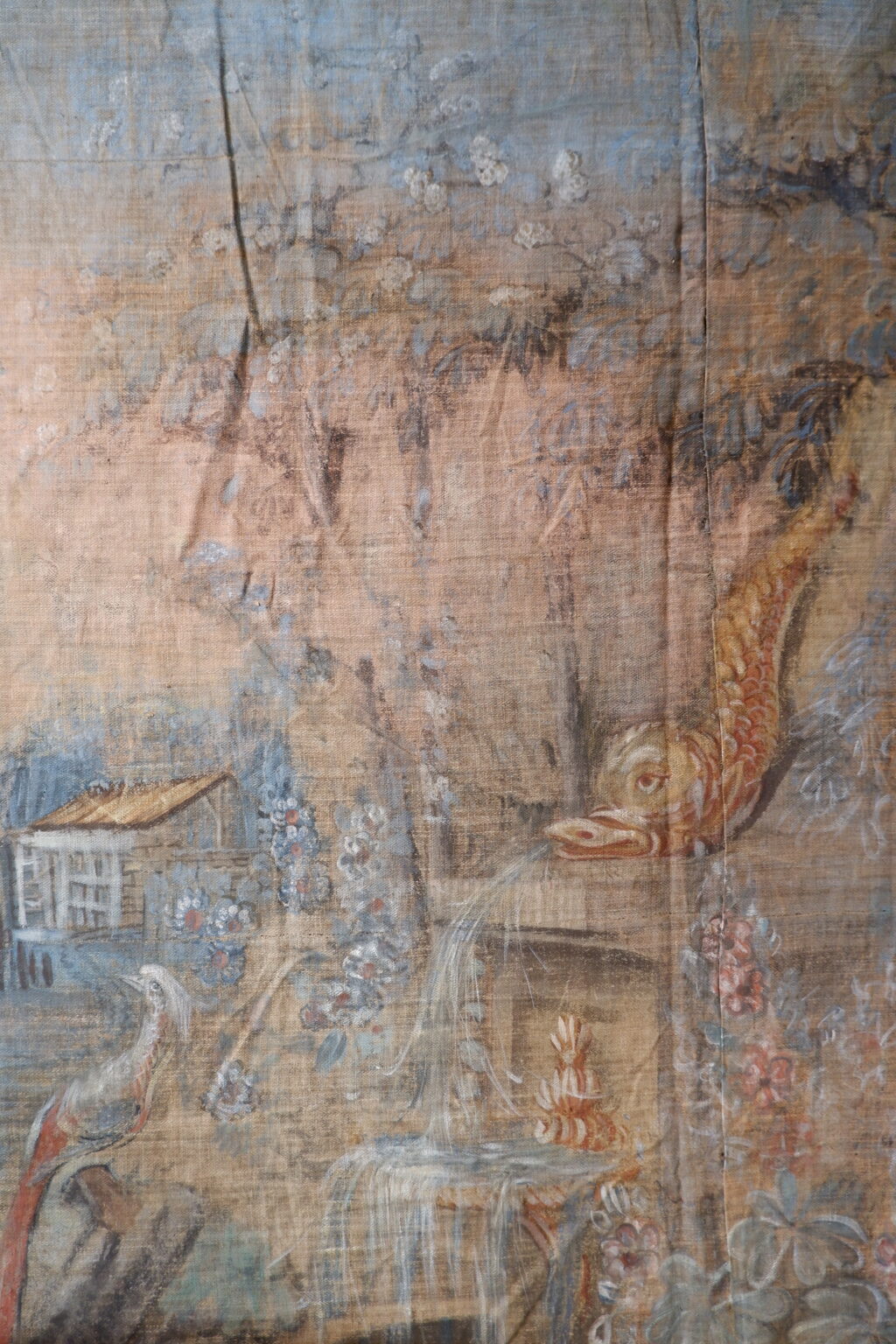 Grande toile peinte d'époque XVIIIe - tons pastels – Image 2