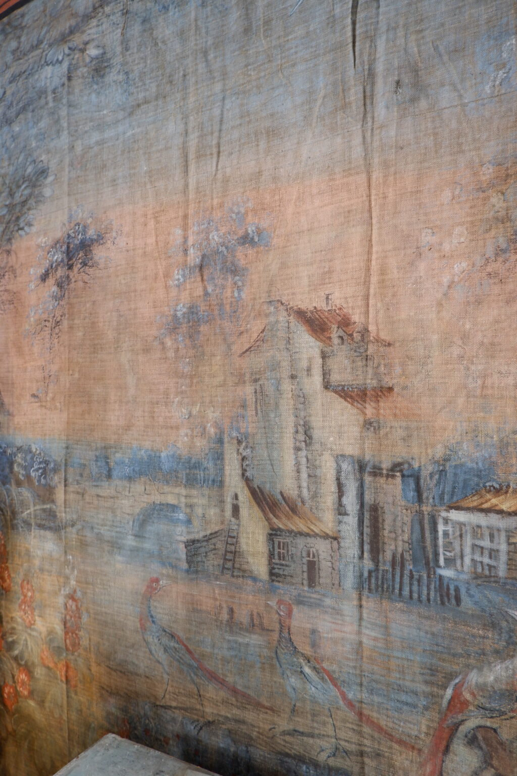 Grande toile peinte d'époque XVIIIe - tons pastels – Image 11