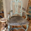 Fauteuil Vénitien laque bleu d'époque XVIIIE