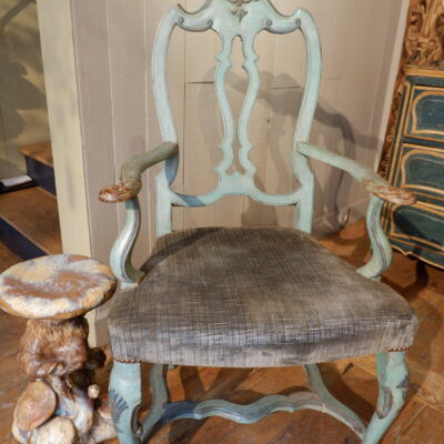 17th century blue lacquer Venetian armchair