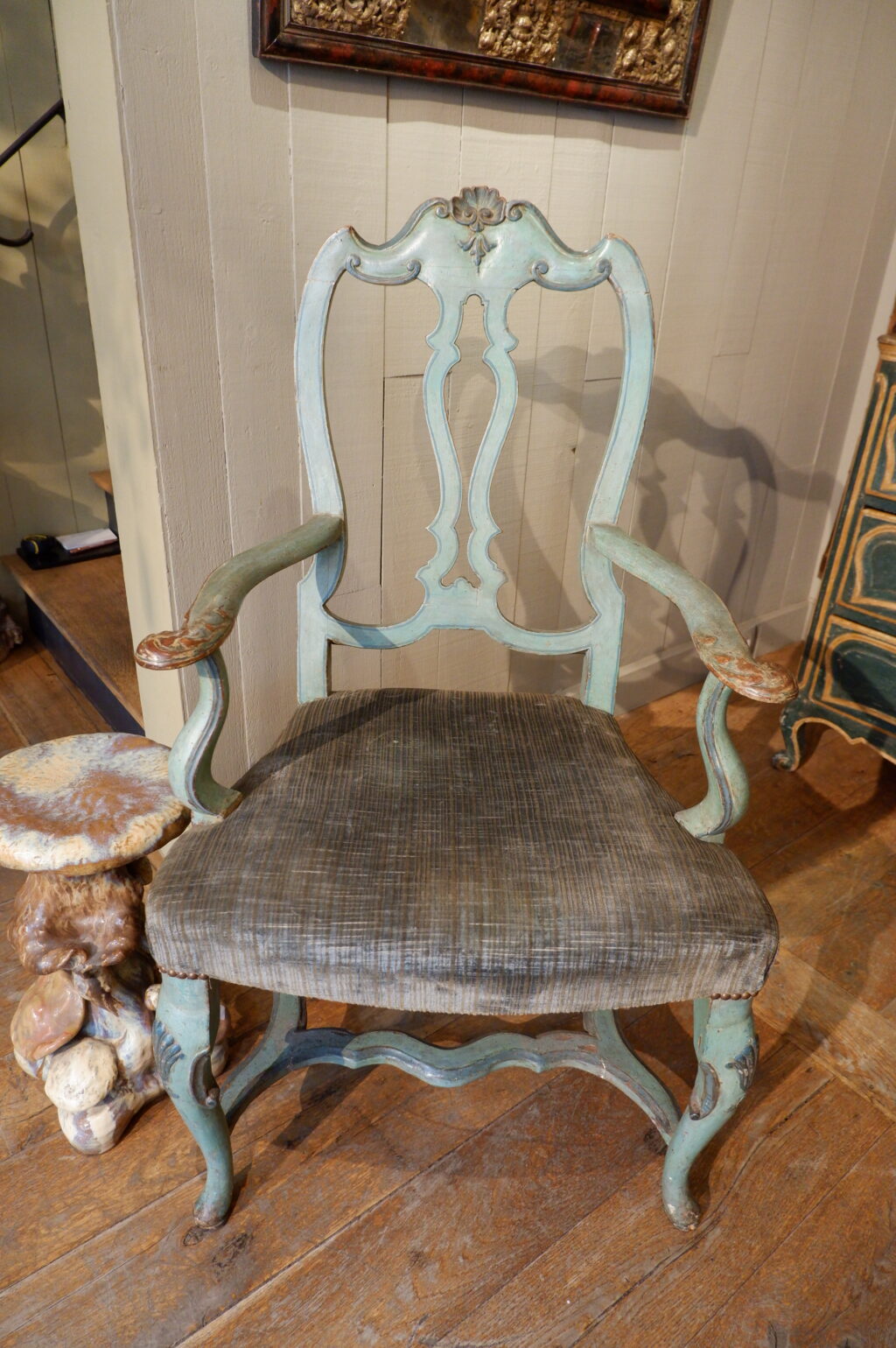 17th century blue lacquer Venetian armchair - Image 6