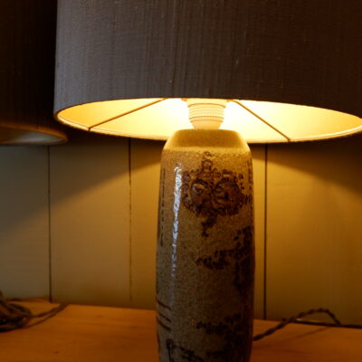 CELADON GREEN CERAMIC TABLE LAMPS WITH BROWN DECOR BY CARL HARRY STAHLANE CA.1960