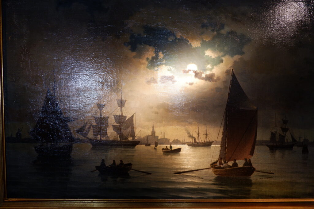 Huile sur toile Vue nocturne d'un port en Norvège par Johan Christian Clausen Dahl ca.1857 – Image 11