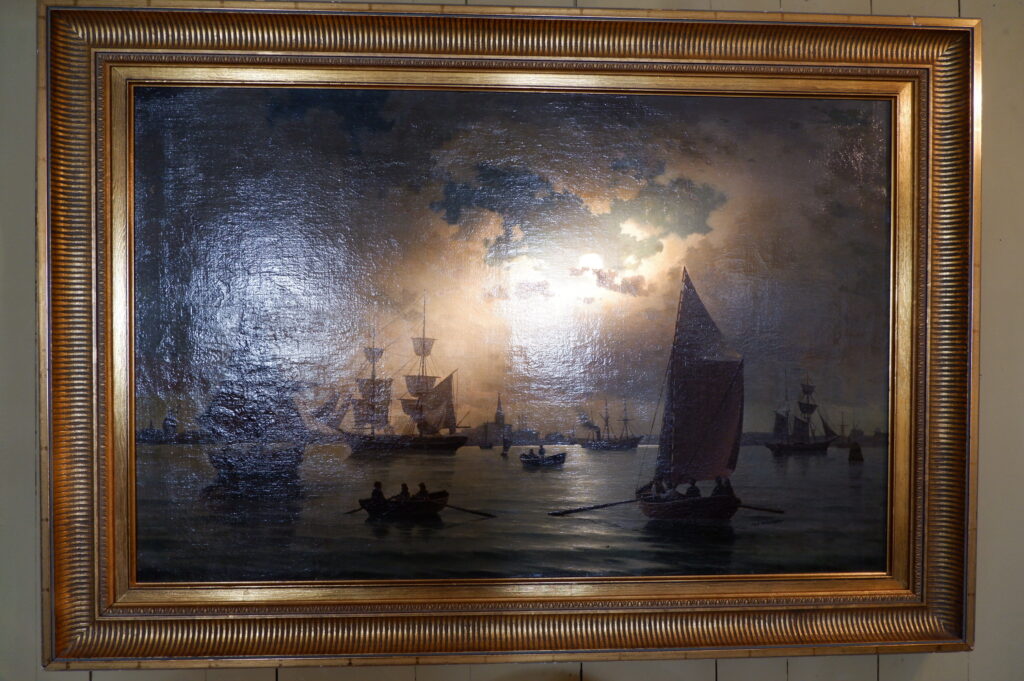 Huile sur toile Vue nocturne d'un port en Norvège par Johan Christian Clausen Dahl ca.1857 – Image 8