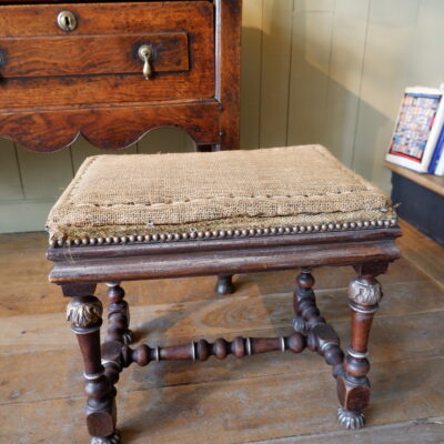 Louis XIV period walnut stool to cover