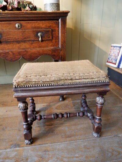Louis XIV period walnut stool to cover