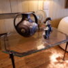 Grande table basse brutaliste en verre & bronze ca.1960 – Image 9