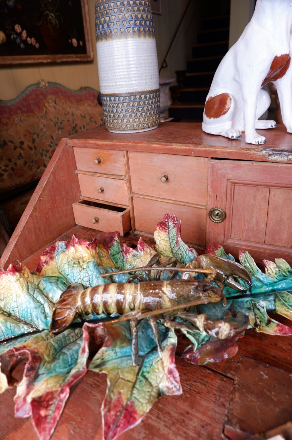 Elégant bureau scriban gustavien patine rouge pâle ca.1800 – Image 5