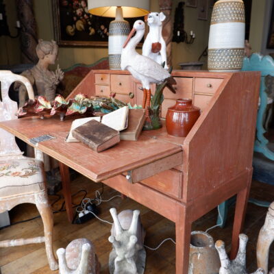 Elegant Gustavian scriban desk in pale red patina ca.1800