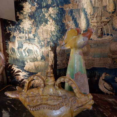 Dove" finial in glazed terracotta -Southwest 19th century