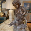 Milieu de fontaine en fonte patine bronze "putto et l'alligator " ca.1880