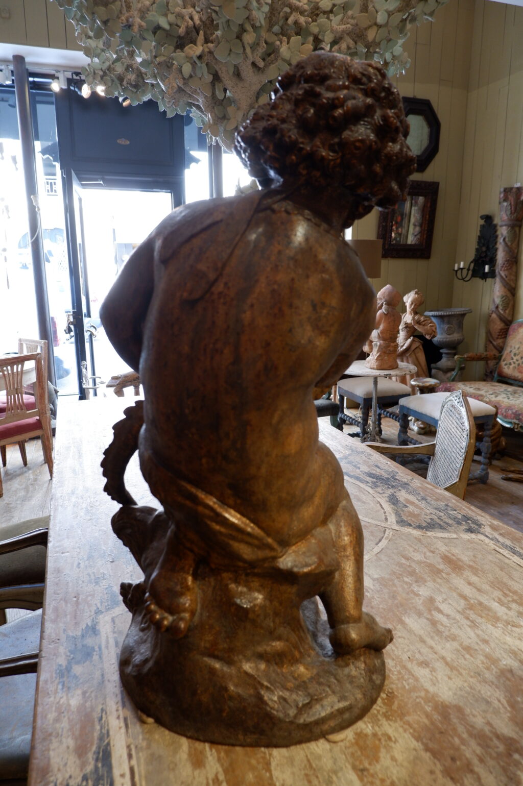 Milieu de fontaine en fonte patine bronze "putto et l'alligator " ca.1880 – Image 3