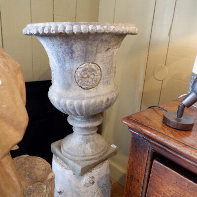 PAIR OF LEAD VASES WITH CAMELIA MOTIF - 19TH CENTURY FRANCE