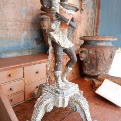 Large 18th-century Venetian candelabra in polychrome carved wood