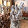 Centre de fontaine en pierre sculptée "deux putti tenant une corne d'abondance" sur socle en pierre - France – Image 7