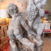 Centre de fontaine en pierre sculptée "deux putti tenant une corne d'abondance" sur socle en pierre - France – Image 3