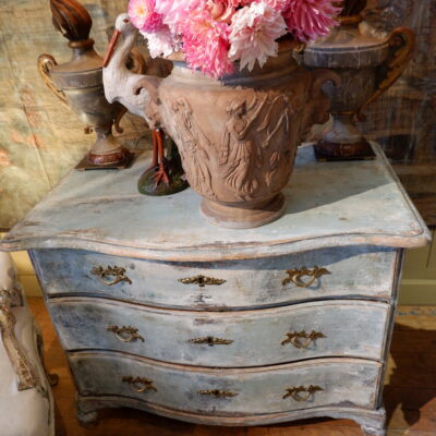 Commode suédoise patine gris/bleu d’origine fin XVIIIe