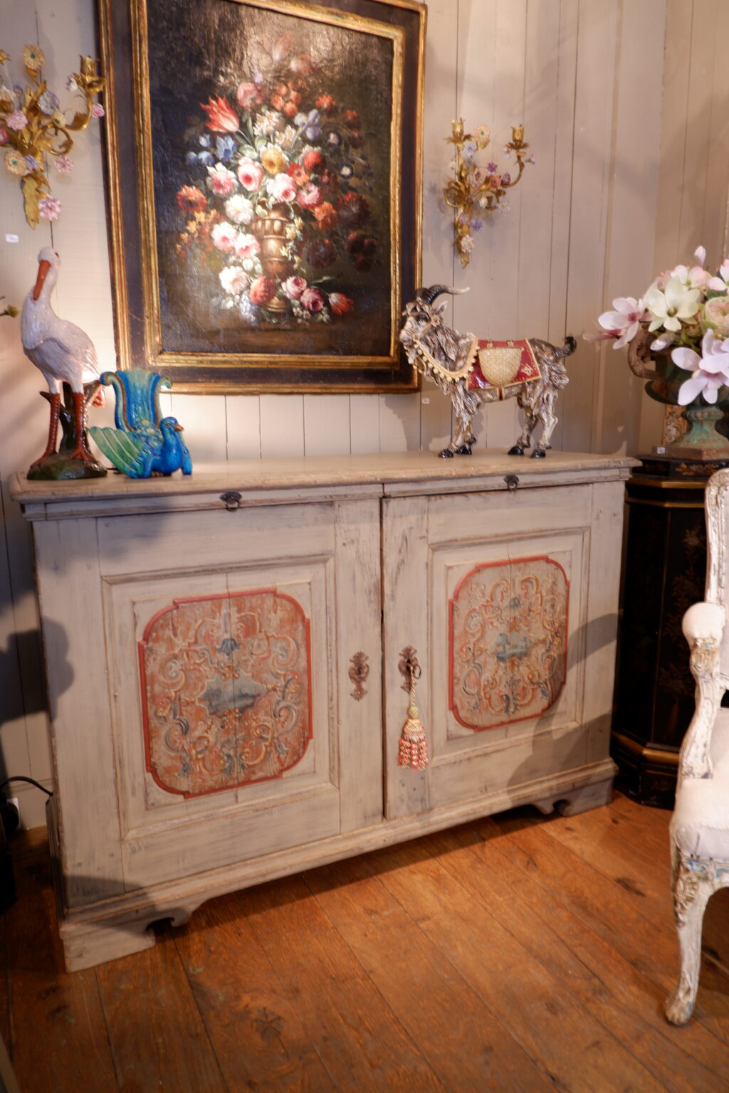 Buffet toscan en bois peint décor baroque ca.1890 – Image 5