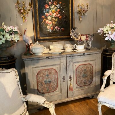 Buffet toscan en bois peint décor baroque ca.1890