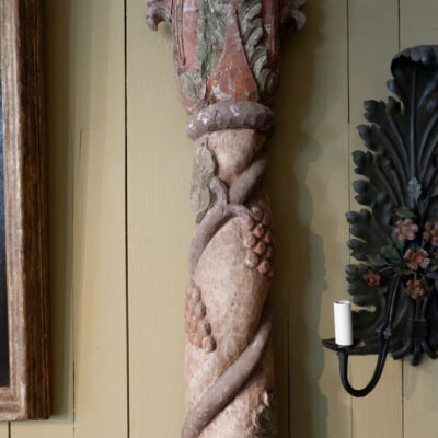Pair of large polychrome carved wood half-columns ca.1800
