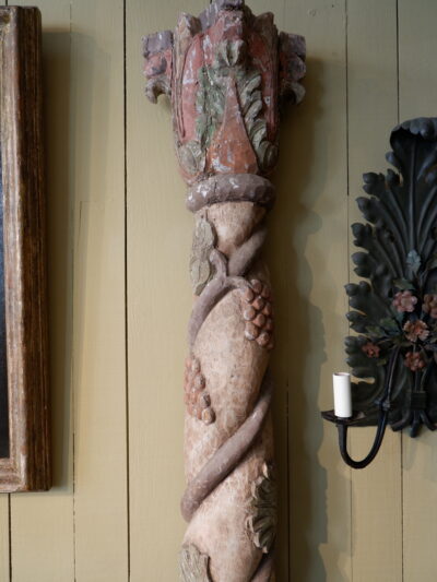 Pair of large polychrome carved wood half-columns ca.1800