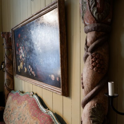 Pair of large polychrome carved wood half-columns ca.1800