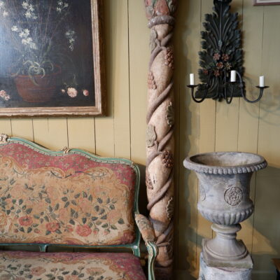 Pair of large polychrome carved wood half-columns ca.1800