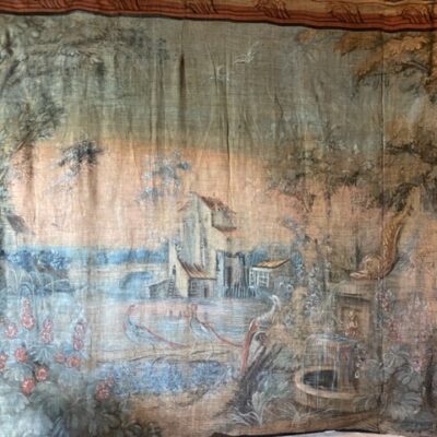 Large 18th century painted canvas - pastel tones