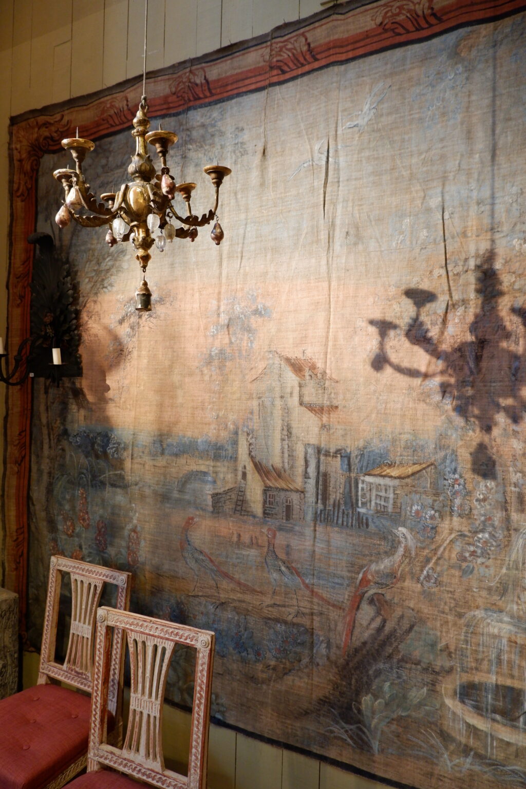Grande toile peinte d'époque XVIIIe - tons pastels – Image 5
