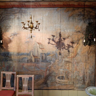 Large 18th century painted canvas - pastel tones