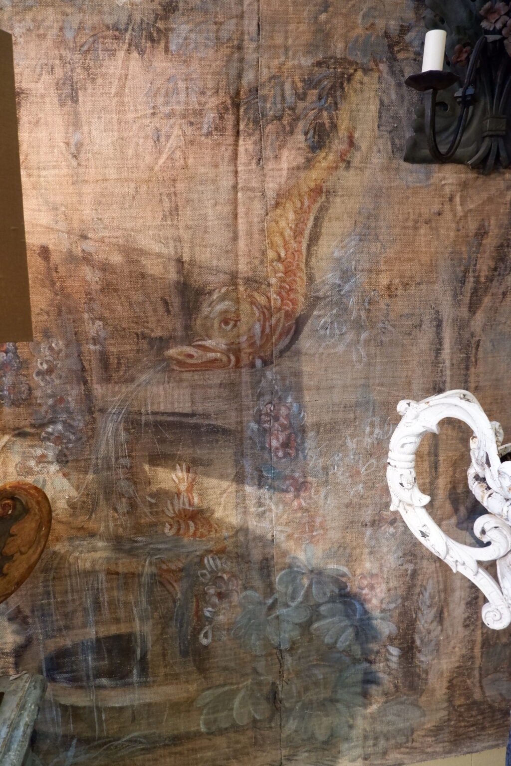 Grande toile peinte d'époque XVIIIe - tons pastels – Image 12